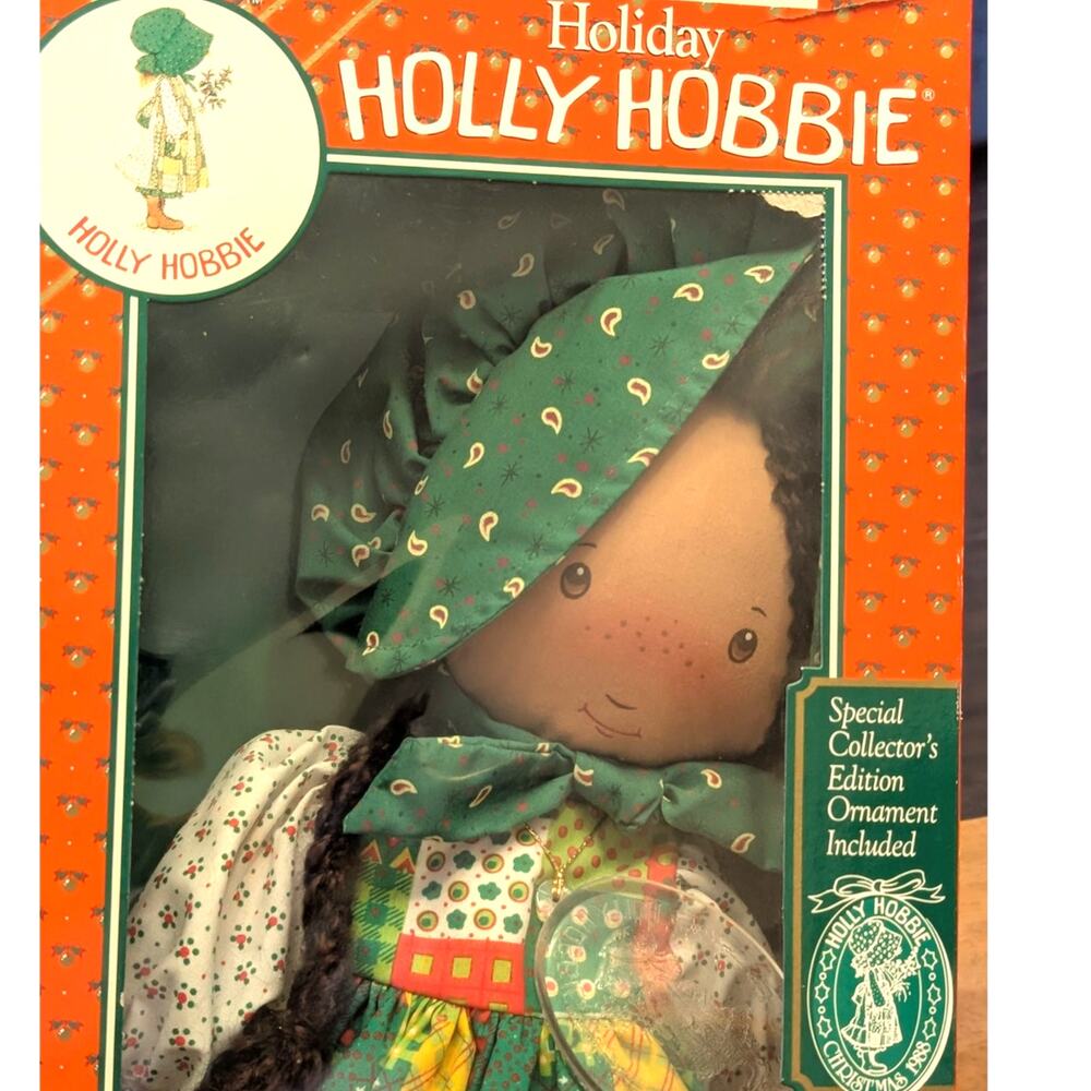 Holiday African American Holly Hobbie Doll in Box with Ornament